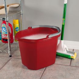 6 Bulk Sterilite 16 Quart / 15 Liter Dual Spout Pail Red