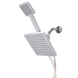 6 of Home Basics Hydro Spa Luxe Dual Function Handheld Shower Massager With Extra Wide Rainfall Shower Head And 5 Ft Tangle Free Hose, White