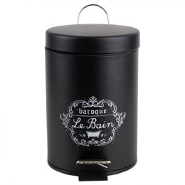 6 Pieces Home Basics 3 Lt Paris Le Bain Step On Steel Waste Bin With Carrying Handle, Black - Waste Basket