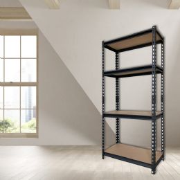 Home Basics Quick Assembly 4 Tier Heavy Duty Shelf, (25" X 59"), Black - 4th Of July