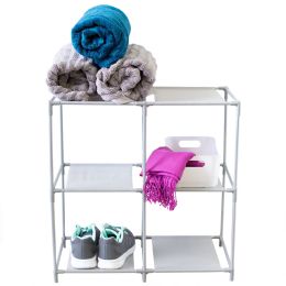 12 Wholesale Home Basics Multi Purpose Free Standing 4 Cubed Organizing Storage Shelf, Grey