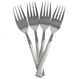 36 Pieces Home Basics Eternity 4-Piece Stainless Steel Salad Fork Set, Silver - Kitchen Cutlery