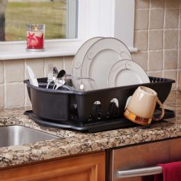 6 pieces Sterilite Large 2 Piece Sink Set, Black - Dish Drying Racks