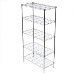 Home Basics 5 Tier Steel Wire Shelf Rack, Chrome - 4th Of July
