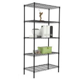 Home Basics 5 Tier Steel Wire Shelf Rack, Black - 4th Of July