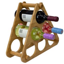 6 Pieces Home Basics 6 Slot Bamboo Wine Rack, Natural - 4th Of July