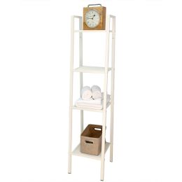 Home Basics Small 4 Tier Metal Rack, (14'' X 14' X 58''), Off - White - 4th Of July