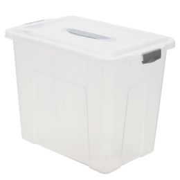 5 Bulk Home Basics 23.5 Liter Storage Box With Handle, Clear