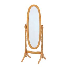 Home Basics Freestanding Oval Mirror, Oak