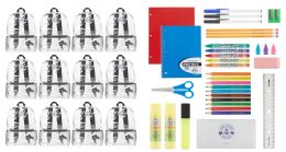 24 Pieces Yacht & Smith School Supply Bundle 12 Clear Back Packs Plus 12 (34 Piece) School Supply Kits - Bundle Care Sets