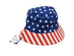 24 Wholesale Lulla Collection Reversible Stars And Stripes Bucket Hat