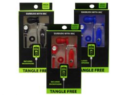 72 Bulk Gadget Gear Tangle Free Earbuds With Mic