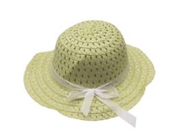 72 Wholesale Yellow Straw Children's Bonnet Hat