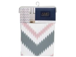 24 Pieces Amg Bath Collection 70 In X 72 In Blush Zig Zag Print Peva Showe - Shower Curtain