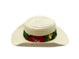 48 of Adult Beach Hat With Printed Tropical Band