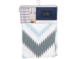 24 pieces Amg Bath Collection 70 In X 72 In Blue Zig Zag Print Peva Shower Liner - Shower Curtain