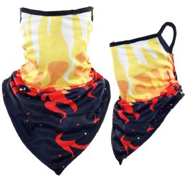 12 Wholesale Flames Print Triangle Face Shields