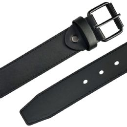 12 pieces Belt for Men Plain Mat Black Leather Mixed sizes - Mens Belts