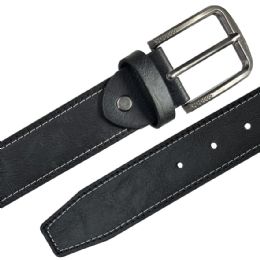 12 pieces Mens Leather Belt Parallel Stitched Black Leather Mixed sizes - Mens Belts