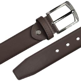 12 pieces Dress Belt for Men Plain Mat Brown Leather Mixed sizes - Mens Belts