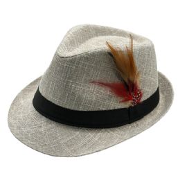 36 of Cream Color Trilby Fedora Hat With Feather