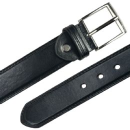 12 Wholesale Men's Leather Belt Classic Jet Black Mixed sizes