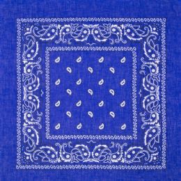 12 of Royal Blue Paisley Print Polyester Bandanas