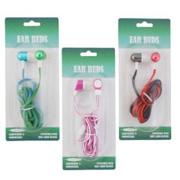 24 pieces Earbuds 3.5mm Audio Jack 48in Cord 2-Tone 3ast Colors Compatible W/most Devices Blistercard - Store
