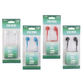 24 pieces Earbuds 3.5mm Jack 48in Cord W/microphone & Volume Control 4ast Clrs Compatable W/most Smartphones - Store