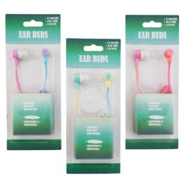 24 of Earbuds 3.5mm Jack/48in Cord Handsfree 3ast 2-Tone Colors Blistercard