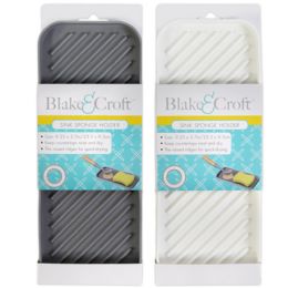 24 Wholesale Sink Sponge Holder Tpr 2ast Colors White/grey 9.25 X 3.75in Sleeve Card