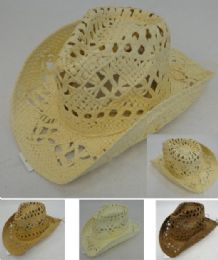 36 Pieces Paper Straw Cowboy Hat Large Open Weave - Cowboy & Boonie Hat