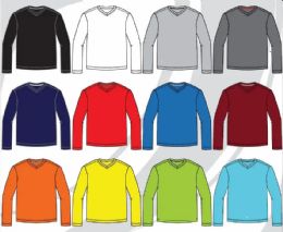72 Pieces Men's V Neck Long Sleeve Wicking Top Size M-2xl - Mens T-Shirts