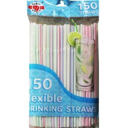 48 Pieces 150 Count Color Drinking Straws In A Bag - Straws and Stirrers