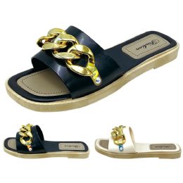36 Pieces Ladies Gold Link Slipper - Women's Slippers