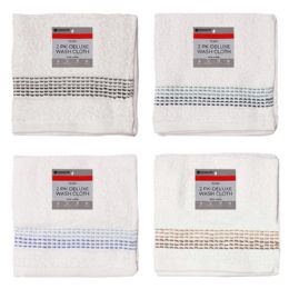 72 Pieces 2pk 12inx12in Dotted Wash Cloths 16oz - Towels