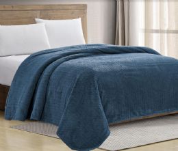 12 Pieces Braided Blanket Twin Size 66x86 In Navy - Micro Plush Blankets