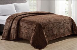 12 Pieces Braided Blanket Twin Size 66x86 In Brown - Micro Plush Blankets