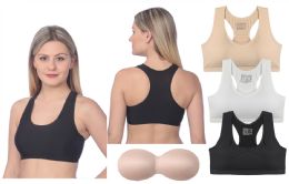 72 Pieces Wholesale Women's Seamless Wide Straps W/removable Pad, Sports Bra - Womens Bras And Bra Sets