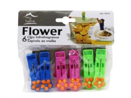 108 pieces 6 Pack Plastic Clothespins Pegs With Flower Design - Clothes Pins