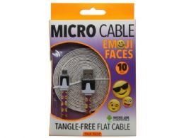 96 pieces True Tech 10 Foot Printed Emjoi Micro Usb Cable - Cables and Wires