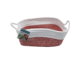 24 Wholesale Assorted Color Rectangle Cotton Basket With Handle