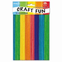 48 Pieces Colored Wooden Craft Sticks - Craft Wood Sticks and Dowels