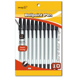 144 Pieces Ball Point Pens Black 10 Pack - Pens