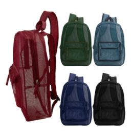 24 of Mesh Wholesale Backpacks 5 Assorted Colors