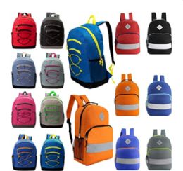 24 of 24 Pack Of 17" Bungee Deluxe And Reflective Style Wholesale Backpack In Assorted Colors