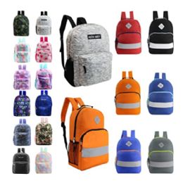 24 of 24 Pack Of 17" Reflective And Classic Design Wholesale Backpack In Assorted Colors And Prints