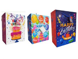 48 Wholesale Cardboard Xl Birthday Gift Bags In 3 Assorted Colors 22" X 16" X 8"