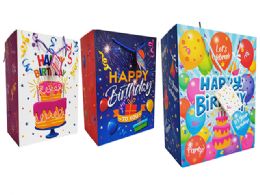 48 Wholesale Cardboard Xxl Birthday Gift Bags In 3 Assorted Colors 19.5" X 6.88"