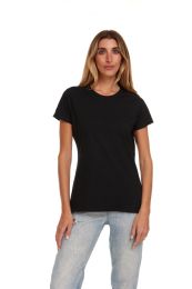 Women's Cotton Short Sleeve T Shirts Solid Black Size Small